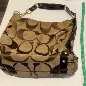 Authentic Distressed Coach 10620 Carly Large Brown Tote Purse Signature Hobo bag